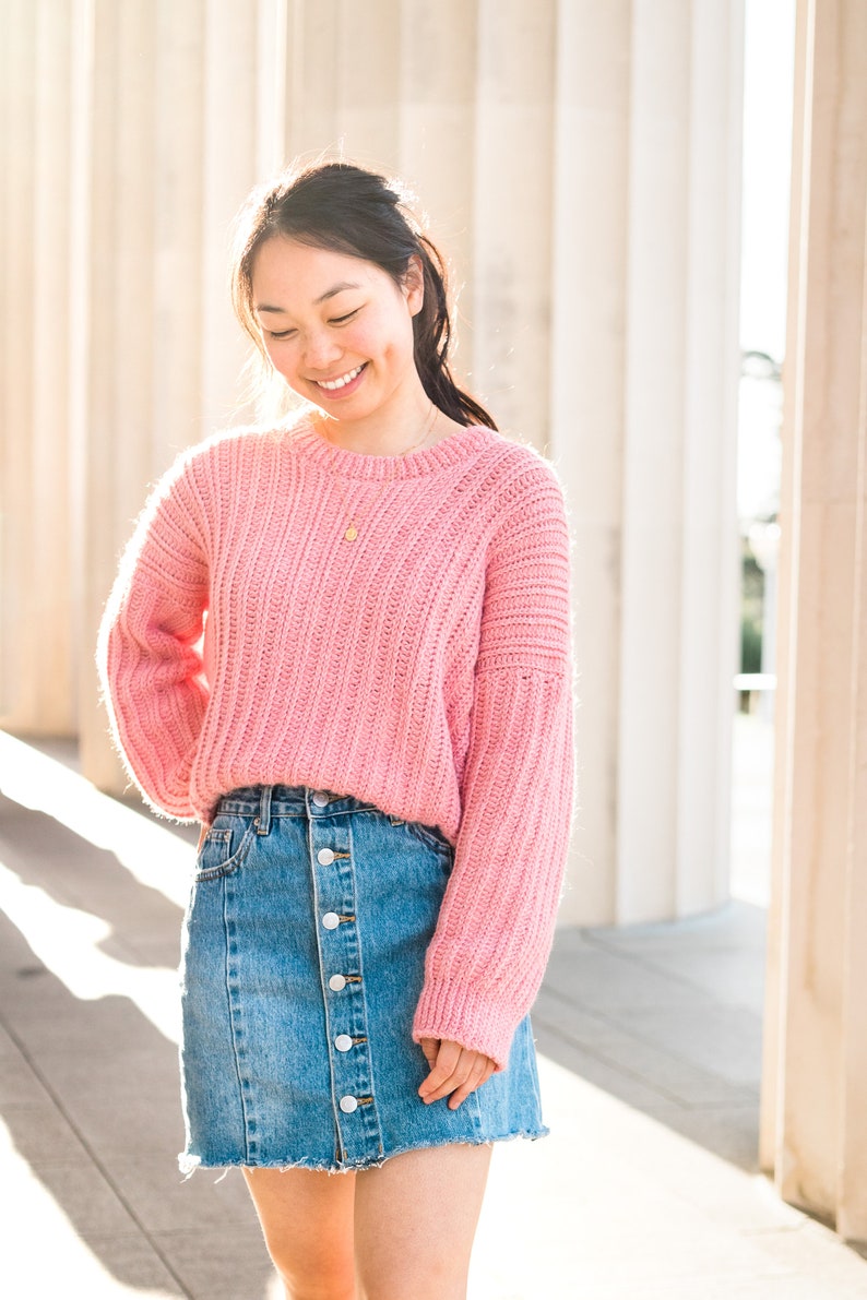 Oversized Ribbed Crochet Sweater // Knit-Look Crochet Pullover // Easy Crochet pattern pdf instant digital download for the frills image 4