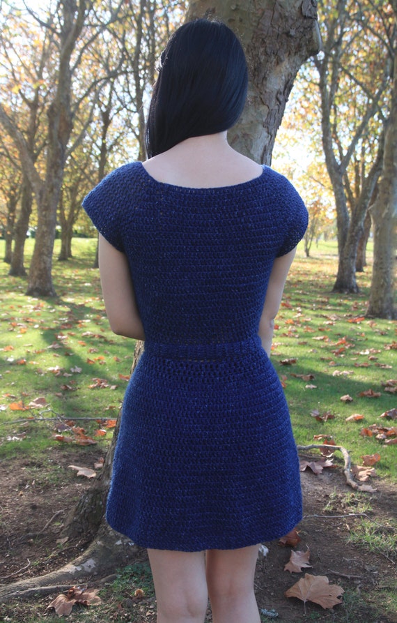 crochet cap sleeve dress Crochet Short Sleeve Midi Dress S