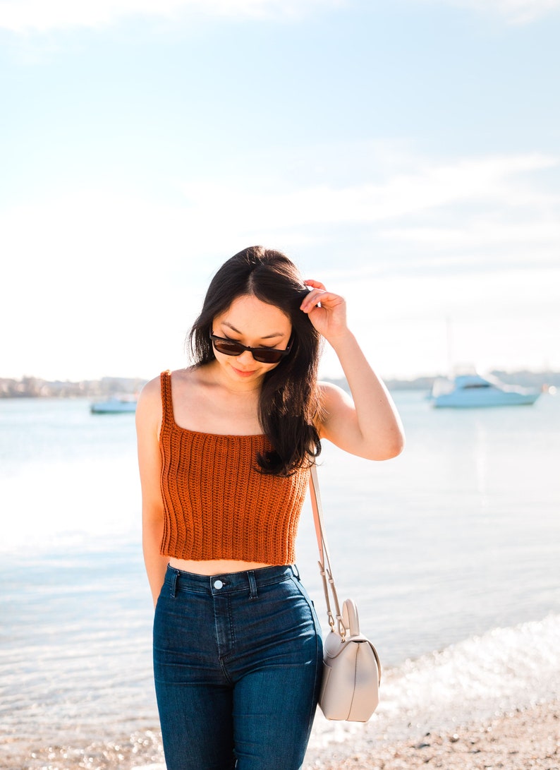 Crochet Ribbed Crop Top Easy Tank Top Simple Singlet Summer Camisole Cropped Crochet pattern pdf instant digital download for the frills image 10