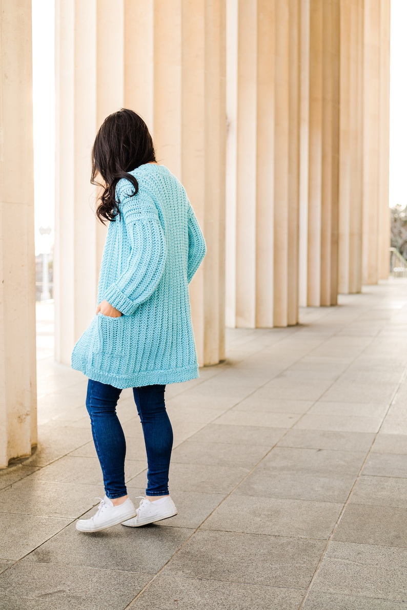 Crochet Oversized Ribbed Cardigan with Pockets // Simple Knit-Look Ribbed Sweater Crochet pattern pdf instant digital download forthefrills image 4