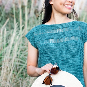 Summer Mesh Top Simple Crochet Tee | Summer Stream Tee | easy crochet pattern pdf instant digital download for the frills