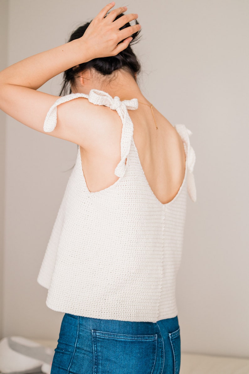 Scallop V-neck Tank Top Tie Strap Crop Top Summer Dress Crochet Crochet pattern pdf instant digital download forthefrills image 3
