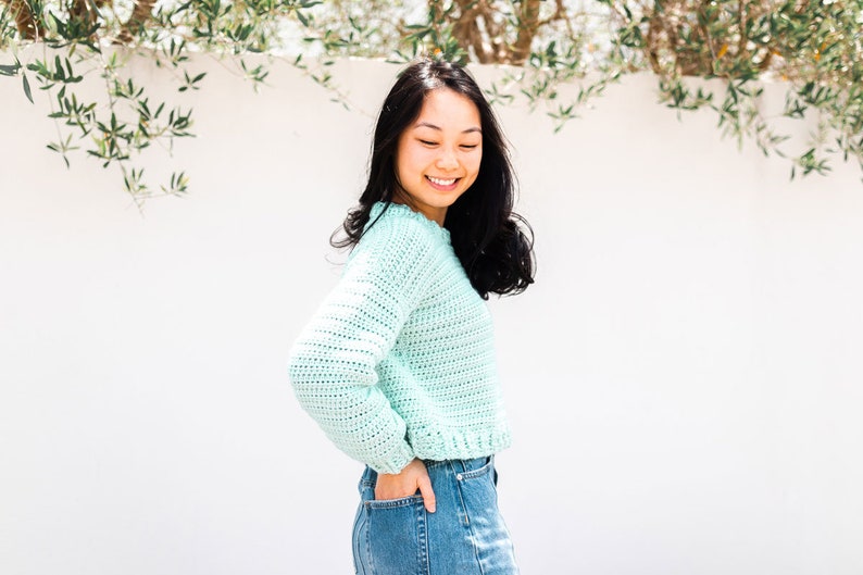 Crochet Easy Cropped Sweater Beginner Pullover Simple Jumper // Someday Sweater Crochet pattern pdf instant digital download forthefrills image 4