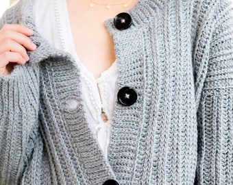 doorgaan hooi walgelijk Crochet Ribbed Button Cardigan // Slouchy Oversized Sweater // - Etsy