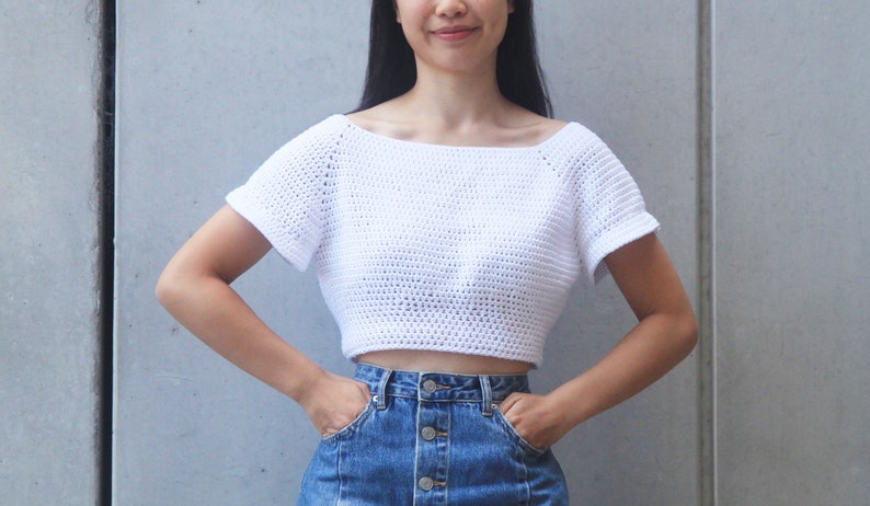 Crochet Off the Shoulder Crop Top Crochet Pattern pdf instant digital download forthefrills image 5