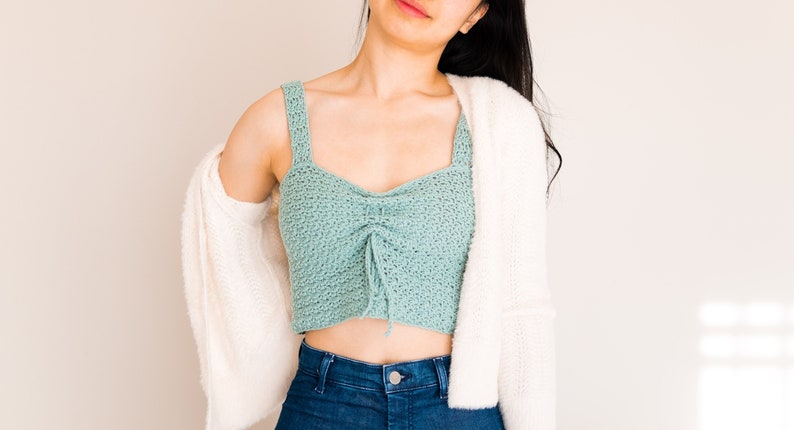 Crochet Easy Crop Top / Convertible Tank Top / Beginner Crochet Summer Top / Sweetheart Crop / DIY Bow Bralette / Mya Crop Top image 2