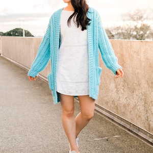 Crochet Oversized Ribbed Cardigan with Pockets // Simple Knit-Look Ribbed Sweater Crochet pattern pdf instant digital download forthefrills image 5