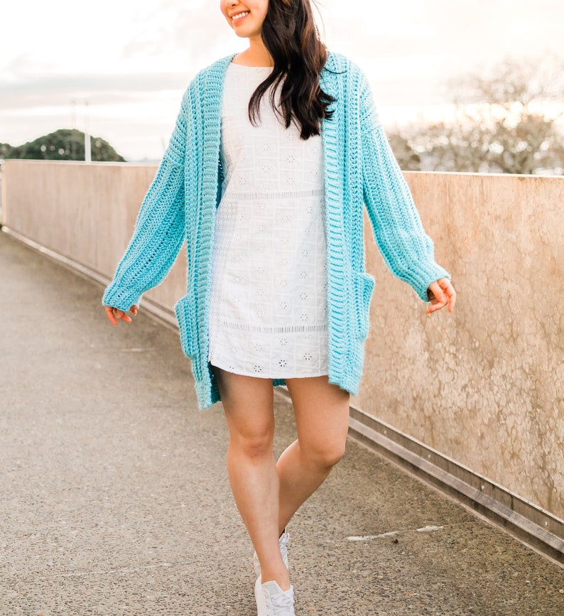 Crochet Oversized Ribbed Cardigan with Pockets // Simple Knit-Look Ribbed Sweater Crochet pattern pdf instant digital download forthefrills image 5