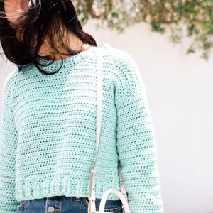 Crochet Easy Cropped Sweater Beginner Pullover Simple Jumper // Someday ...