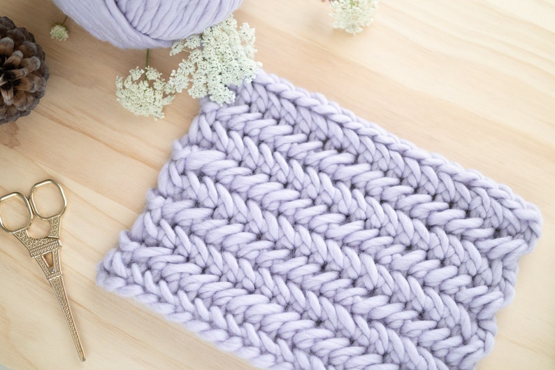 Crochet Herringbone Stitch Chevron Chunky Quick Beanie Hat Pattern Knit-look Crochet pattern pdf instant digital download for the frills image 4