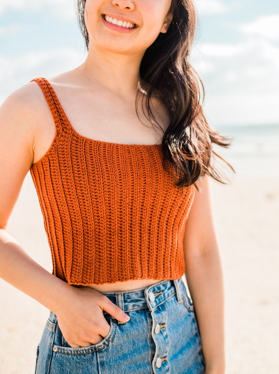 Crochet Ribbed Crop Top Easy Tank Top Simple Singlet Summer 