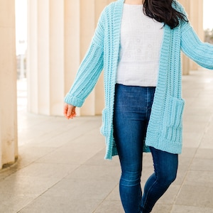 Crochet Oversized Ribbed Cardigan with Pockets // Simple Knit-Look Ribbed Sweater Crochet pattern pdf instant digital download forthefrills image 8