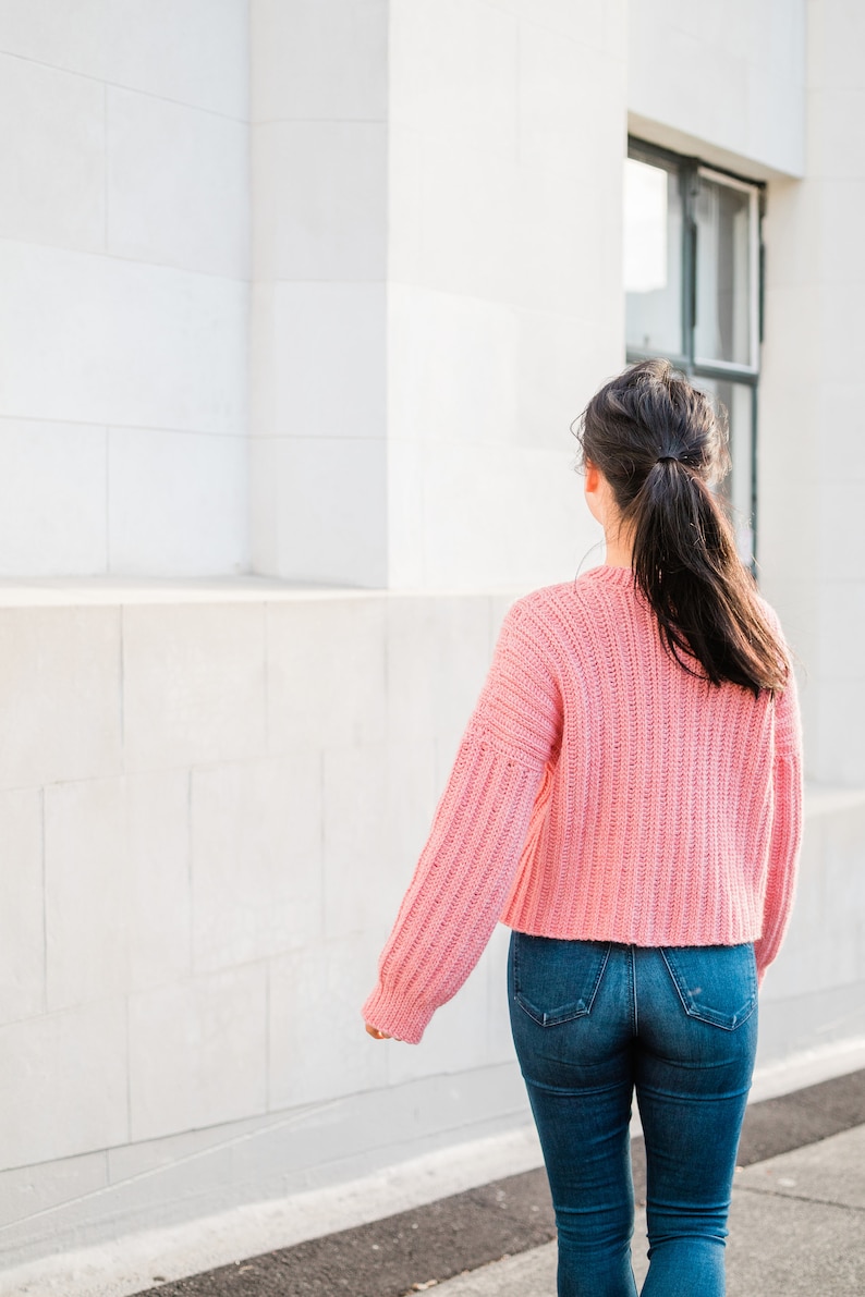 Oversized Ribbed Crochet Sweater // Knit-Look Crochet Pullover // Easy Crochet pattern pdf instant digital download for the frills image 8