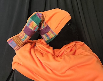 African Print Loc Soc, Orange Loc Sock, Dreadlock Sock, Loc Sock for Braids, Stretchy Loc Sock, Loc Sock, Loc Sock, Unisex Loc Soc