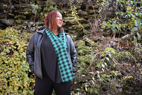 Green Plaid Infinity Scarf, Black plaid Infinity Scarf, Reversable infinity Scarf, Buffalo Plaid Infinity Scarf, Gift for Her, Gift for mom