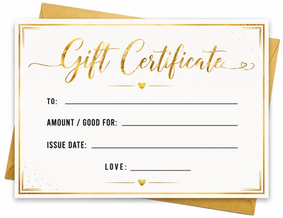Editable Gift Certificate Template | Fillable PDF | Printable Gift Voucher | Gold Foil Gift Card | Instant Download | Editable Gift Card