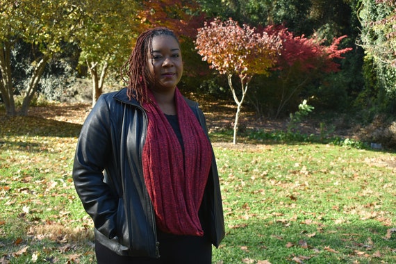 red & Black Shimmer Infinity Scarf