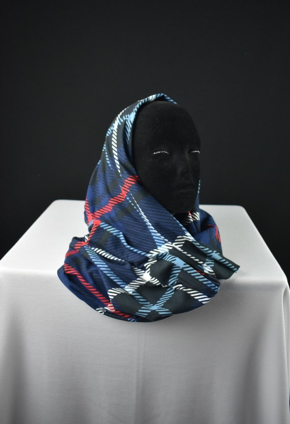 Blue plaid Infinity Scarf, Watch Plaid infinity Scarf, Buffalo Plaid Infinity Scarf, Gift for Her, Gift for Him, Gift for mom, Neck Scarf