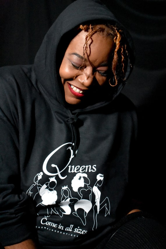 Queens Come in All Sizes - Long Sleeve Hoodie, Pull Over Hoodie, Hoodies - White, Black, Gray