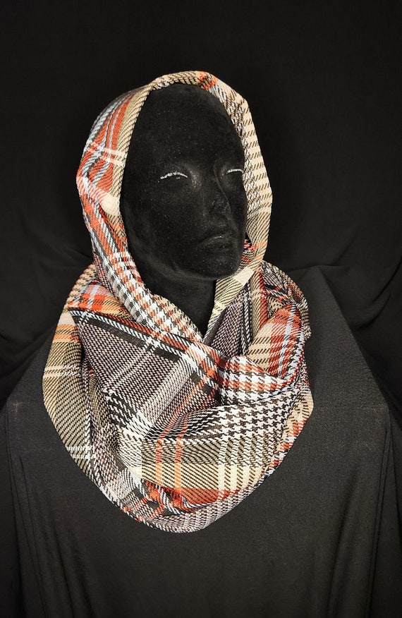 Earth Tone Plaid Infinity Scarf, Watch Plaid infinity Scarf, Buffalo Plaid Infinity Scarf, Gift for Her, Gift for Him, gift for mom, Scarf