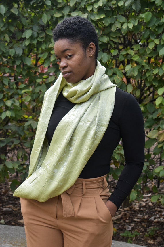 Green Shimmer Teffeta Infinity Scarf