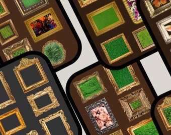 Mossy Frames Junk Journal Shabby Grass Moss Ephemera Imágenes digitales