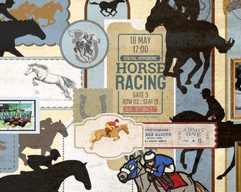 Race Horse Junk Journal Ephemera Descarga digital