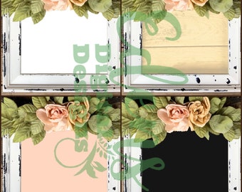 4 Shabby Chic Frame Mockup Images Descarga instantánea Conjunto de fondo de marco