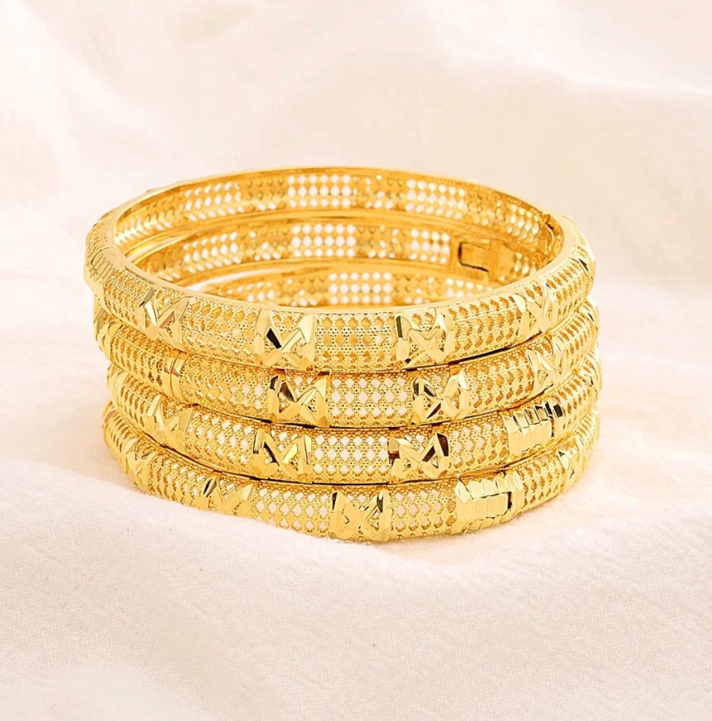 24K real gold plated Dubai bangle jewelry bangles 2 pcs bangle Etsy