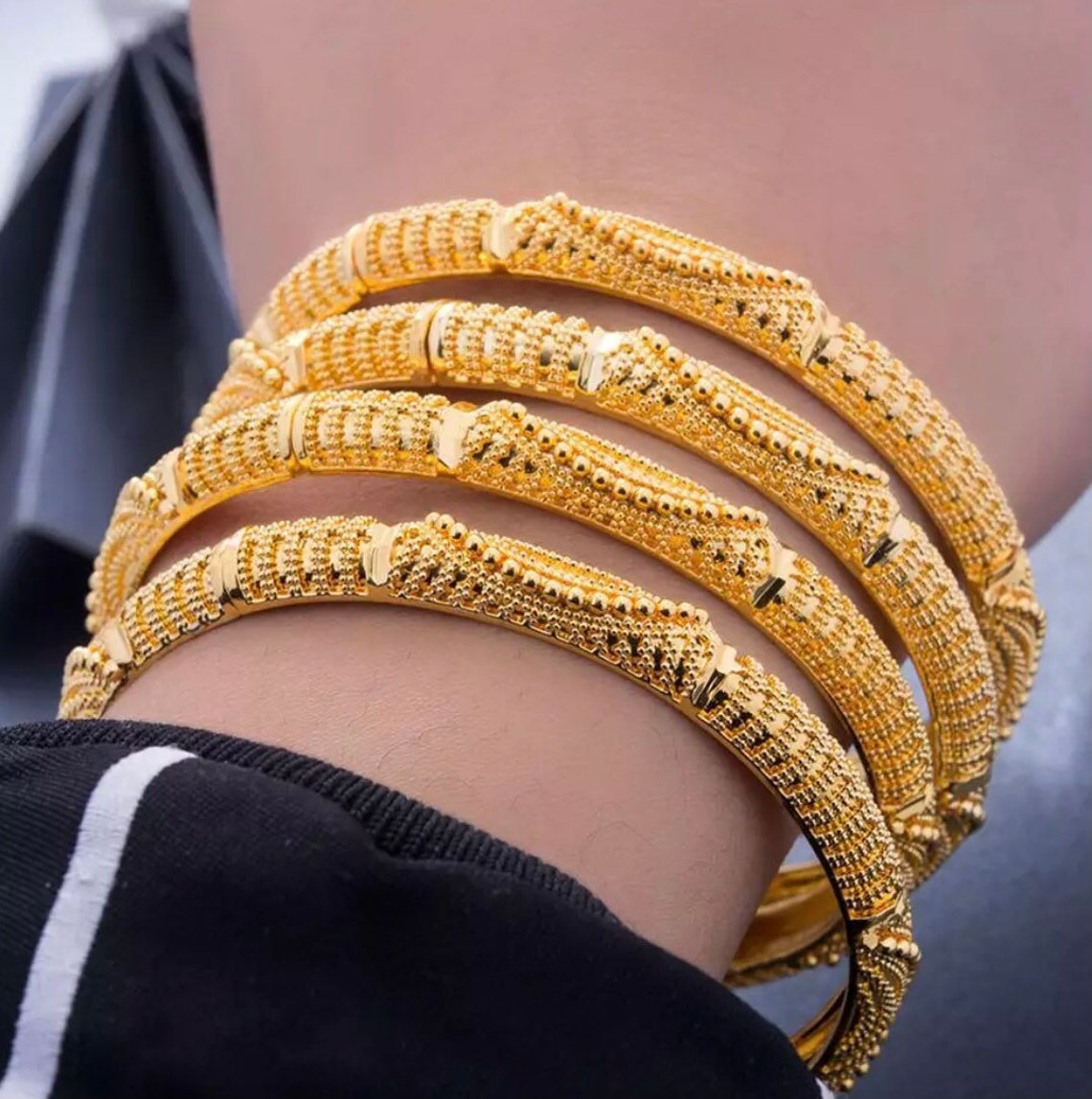 24 real gold plated Dubai bangle jewelry bangles 2 pcs indian Etsy