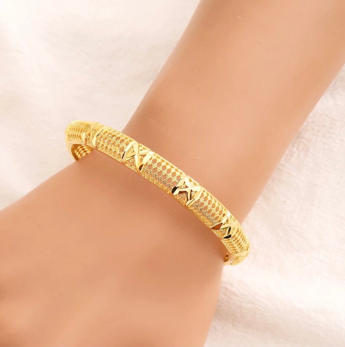 24K real gold plated Dubai bangle jewelry bangles 2 pcs bangle Etsy