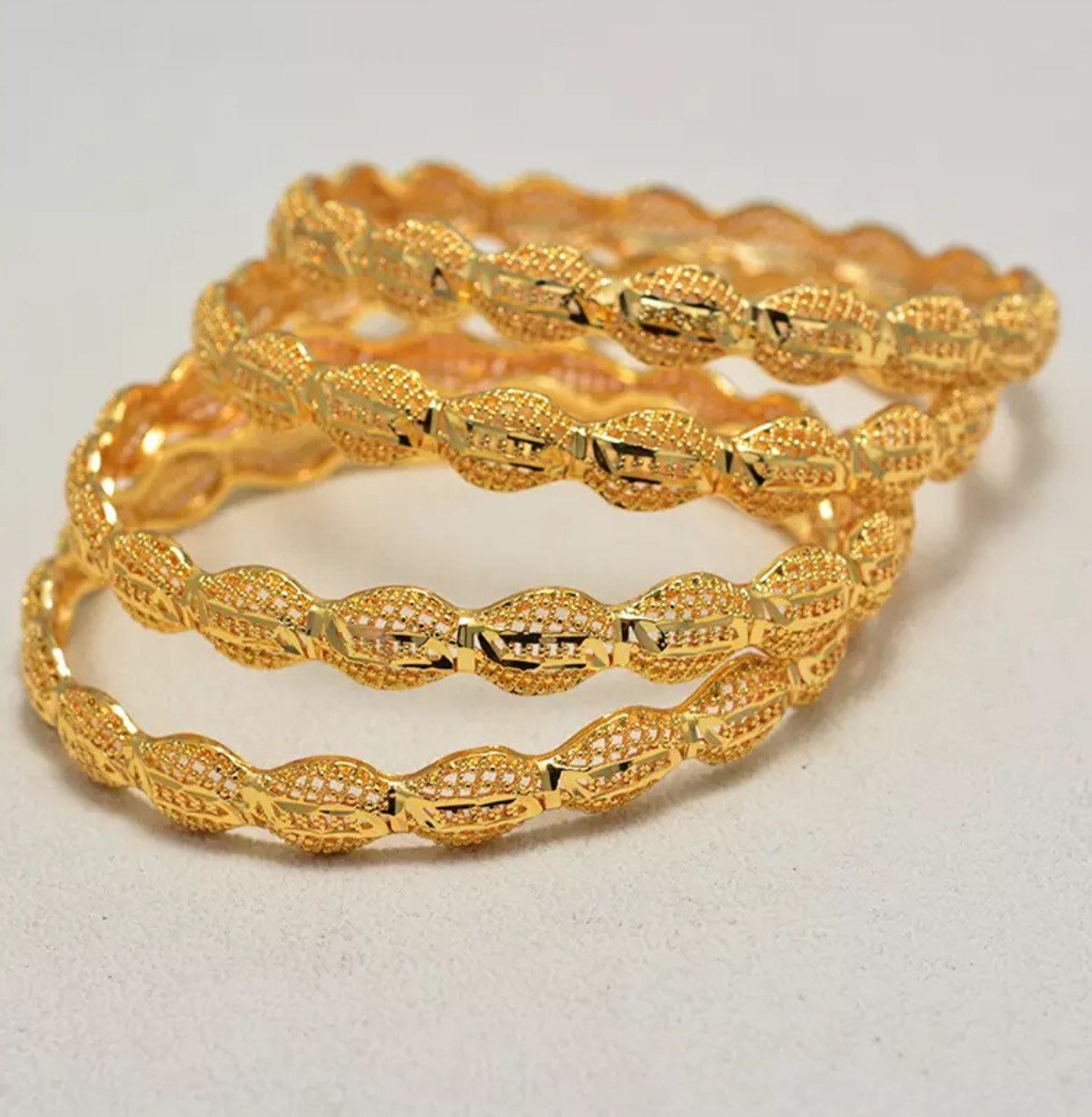 24 real gold plated Dubai bangle jewelry bangles 2 pcs indian Etsy
