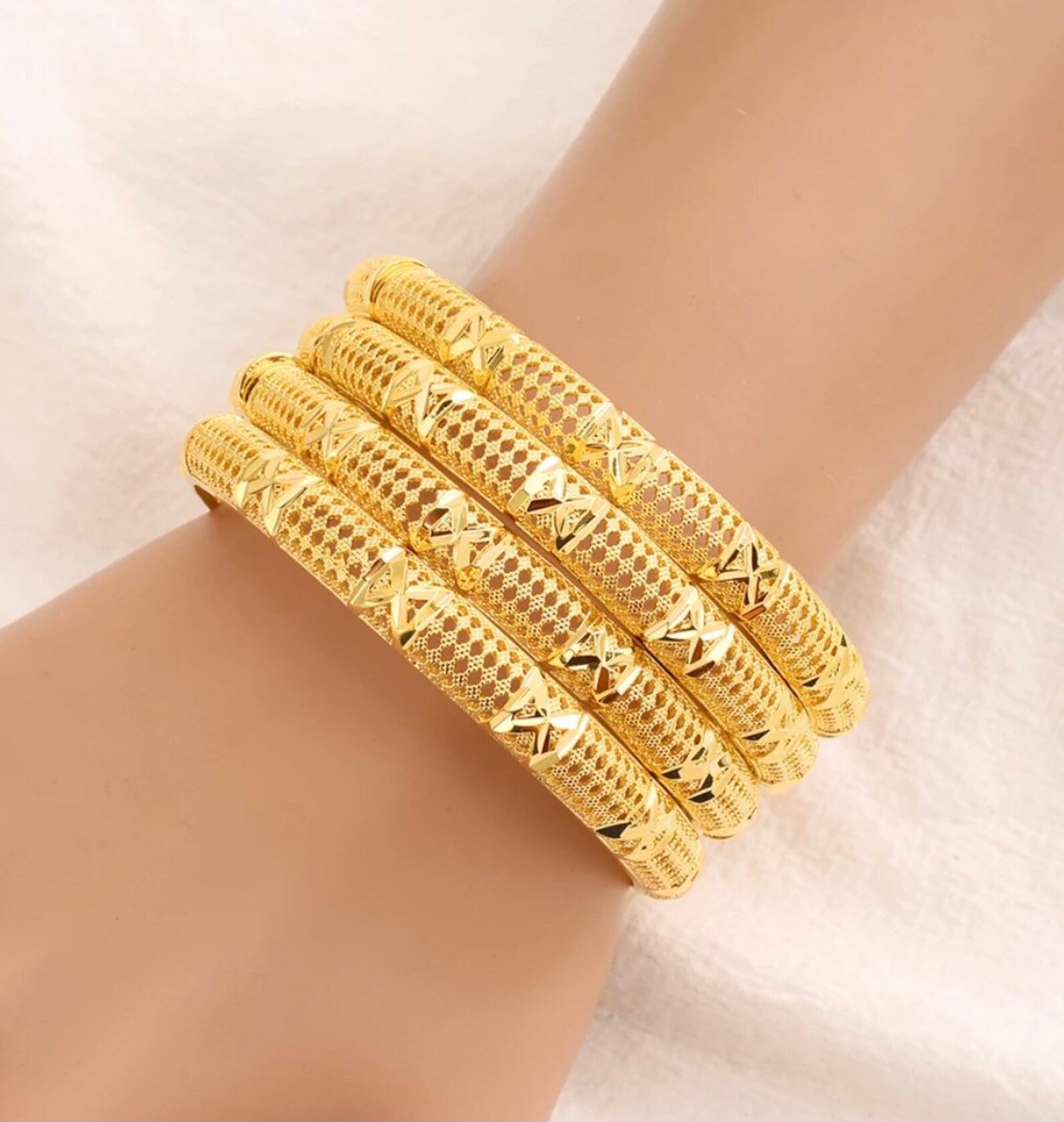 24K real gold plated Dubai bangle jewelry bangles 2 pcs bangle Etsy