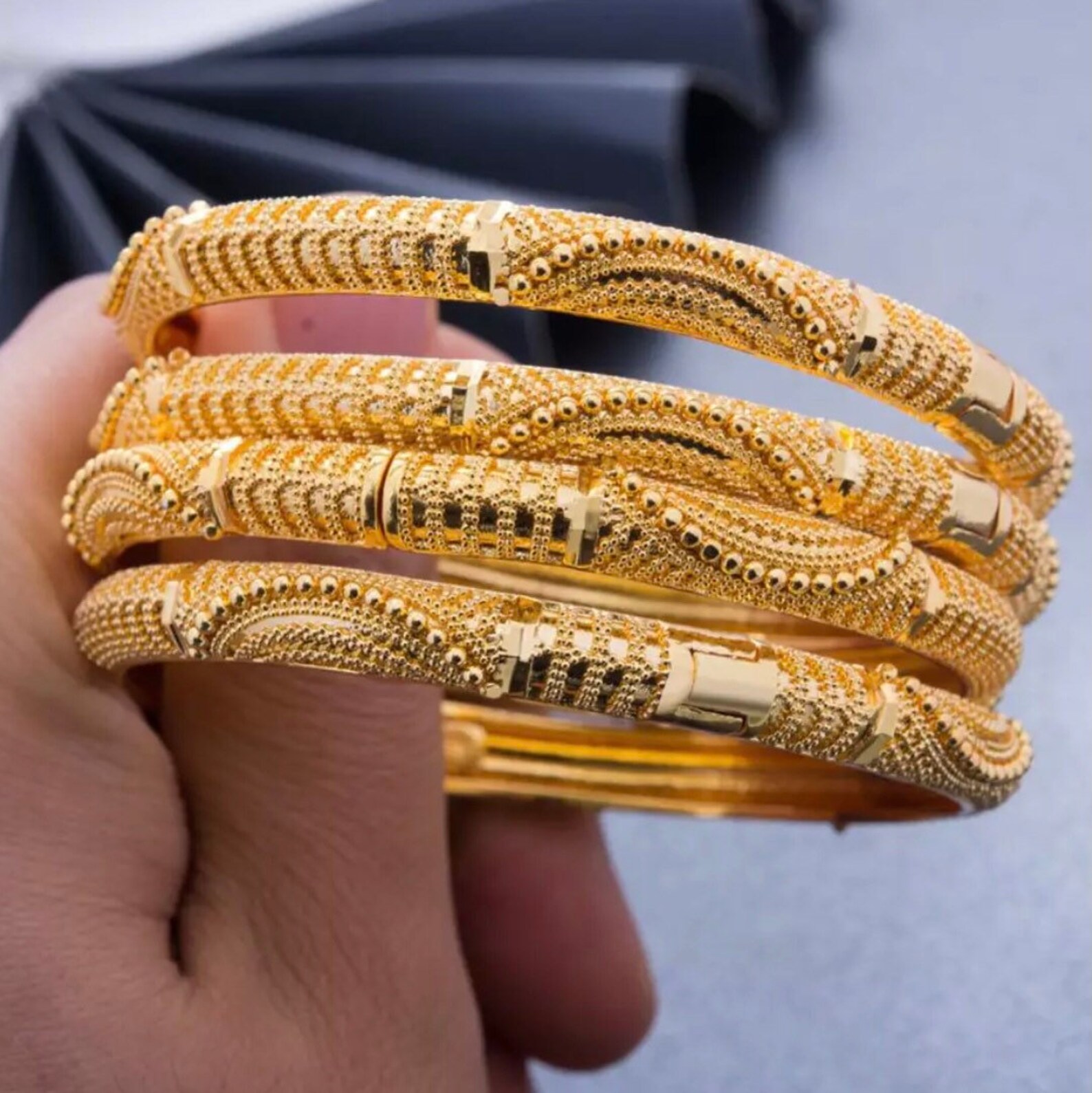 24 real gold plated Dubai bangle jewelry bangles 2 pcs indian Etsy