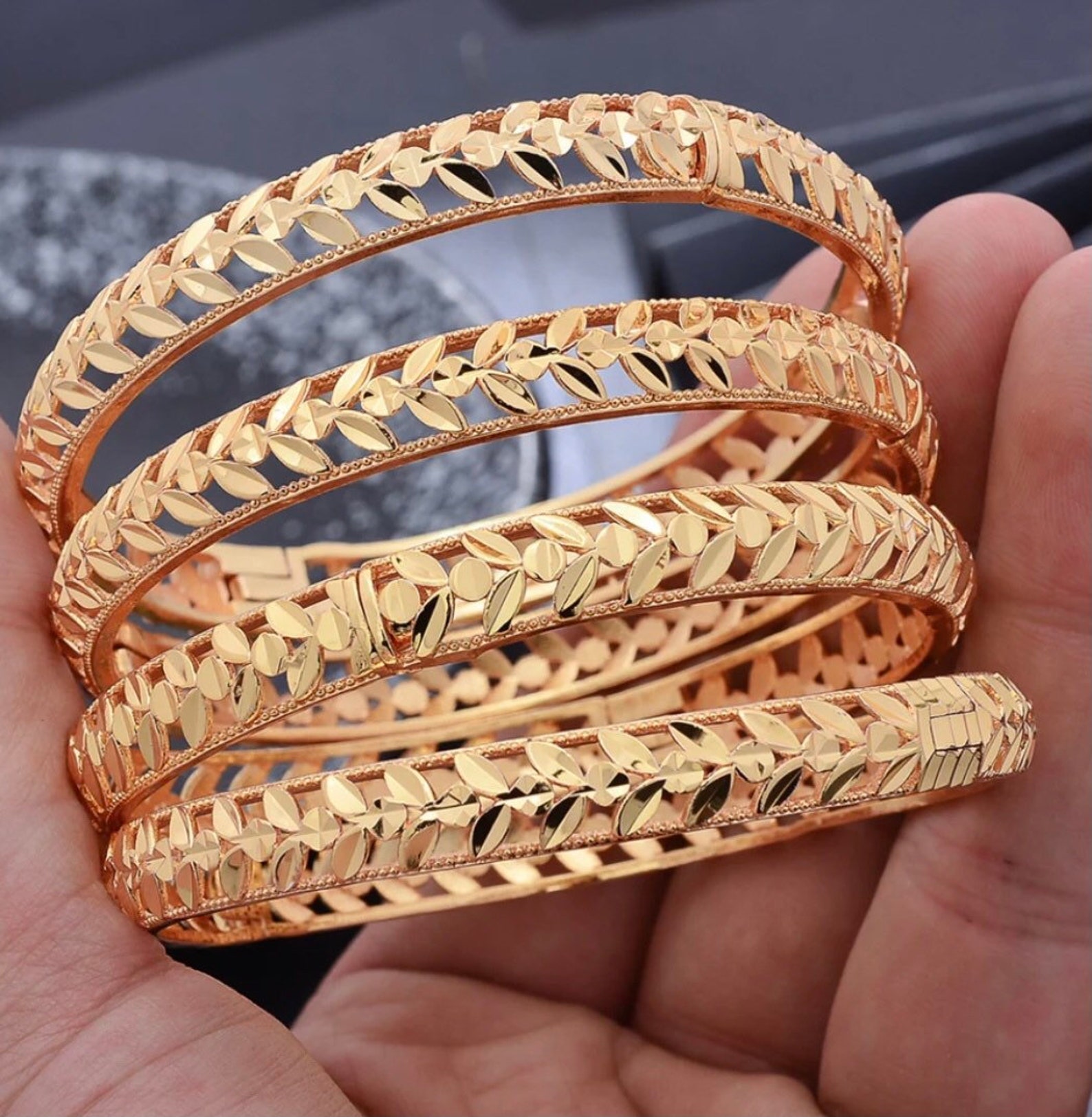 24 real gold plated Dubai bangle jewelry openable bangles 2 Etsy
