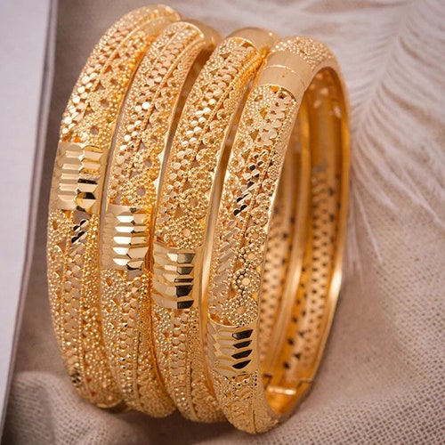 18K Gold Bangle Plated gold Filled Bangles Indian Bangles Etsy