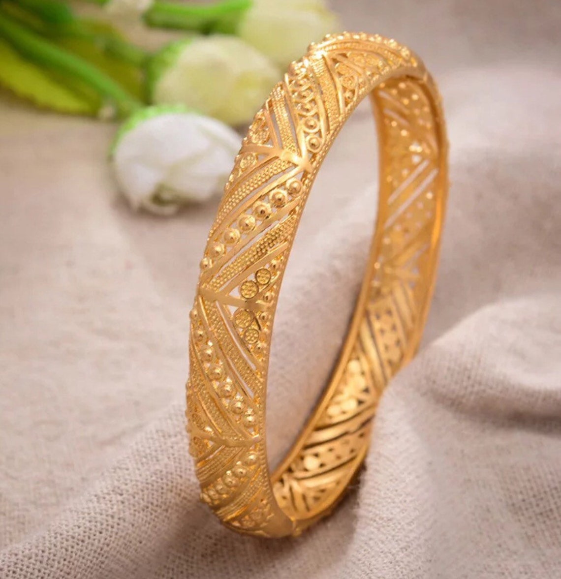 24 real gold plated Dubai bangle jewelry openable bangles 2 Etsy