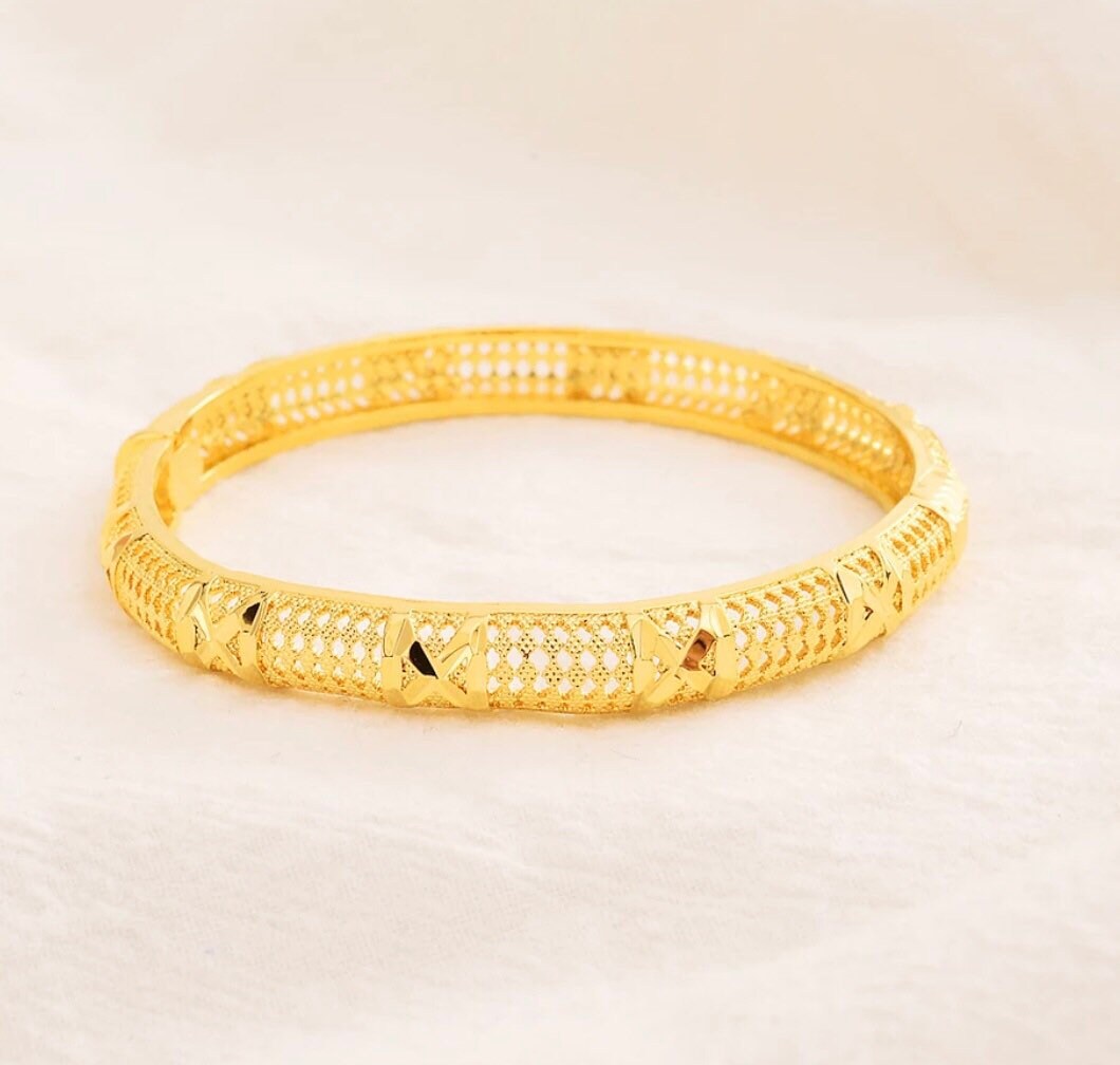 24K real gold plated Dubai bangle jewelry bangles 2 pcs bangle Etsy