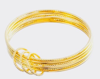 Real 18K Gold Bangle Plated |Gold filled Bangles| Indian Bangles| Middle Eastern Jewelry 6 pc
