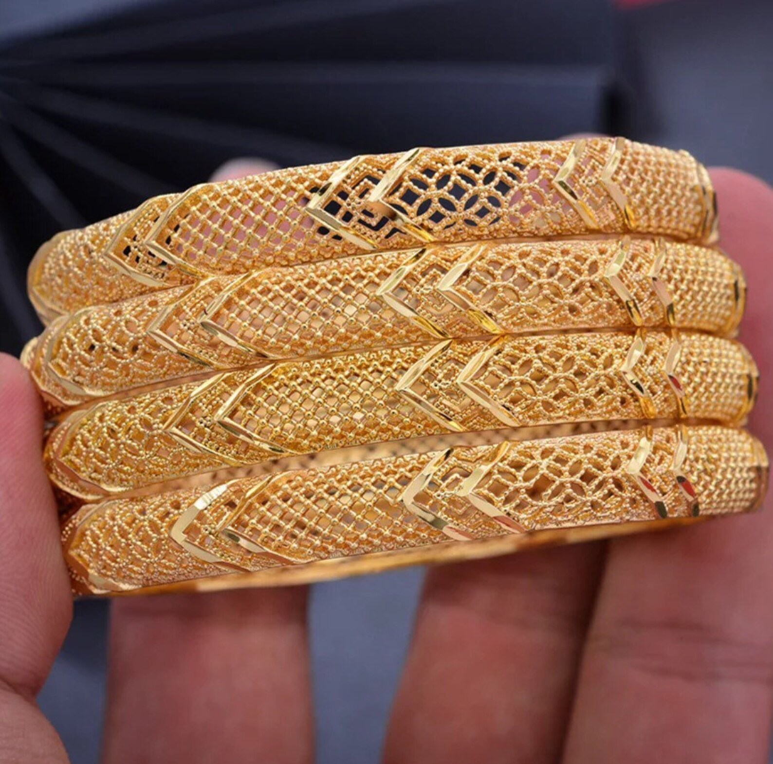 24 real gold plated Dubai bangle jewelry openable bangles 2 Etsy