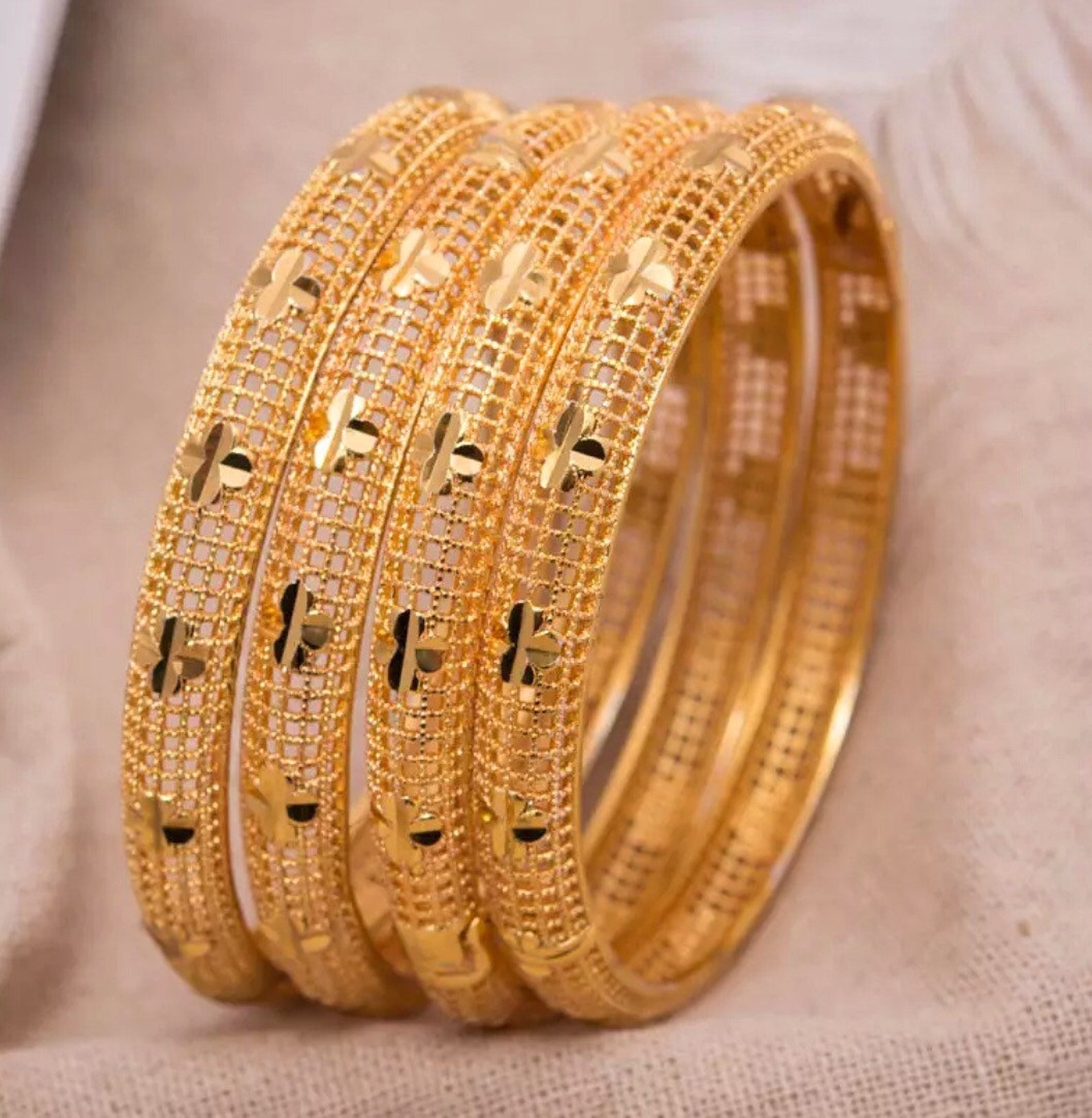 24 real gold plated Dubai bangle jewelry bangles 2 pcs indian Etsy