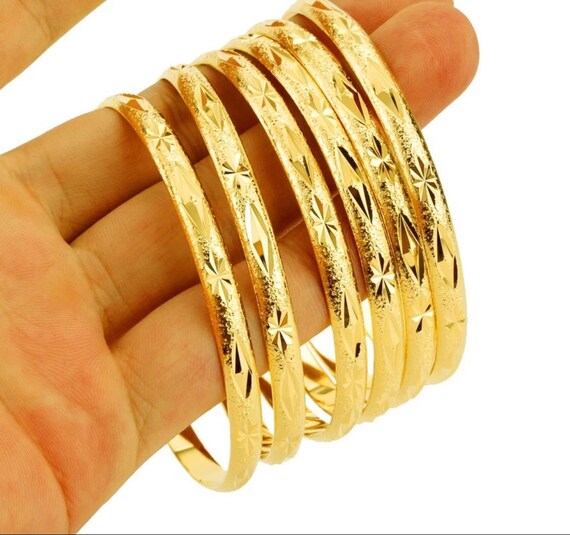 Real 18K Gold Bangle Plated gold Filled Bangles Indian Etsy