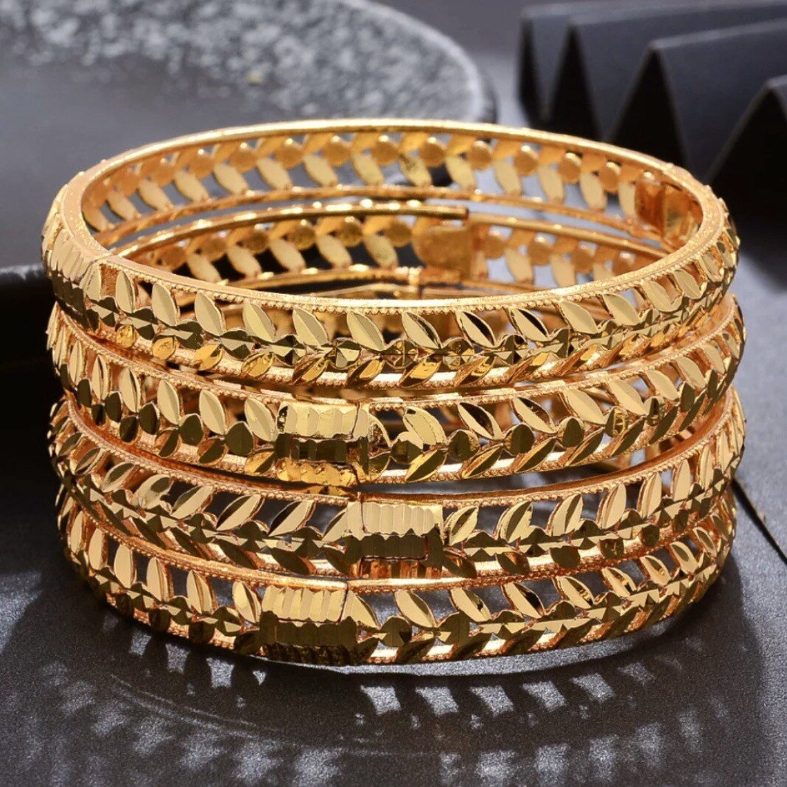 24 real gold plated Dubai bangle jewelry openable bangles 2 Etsy