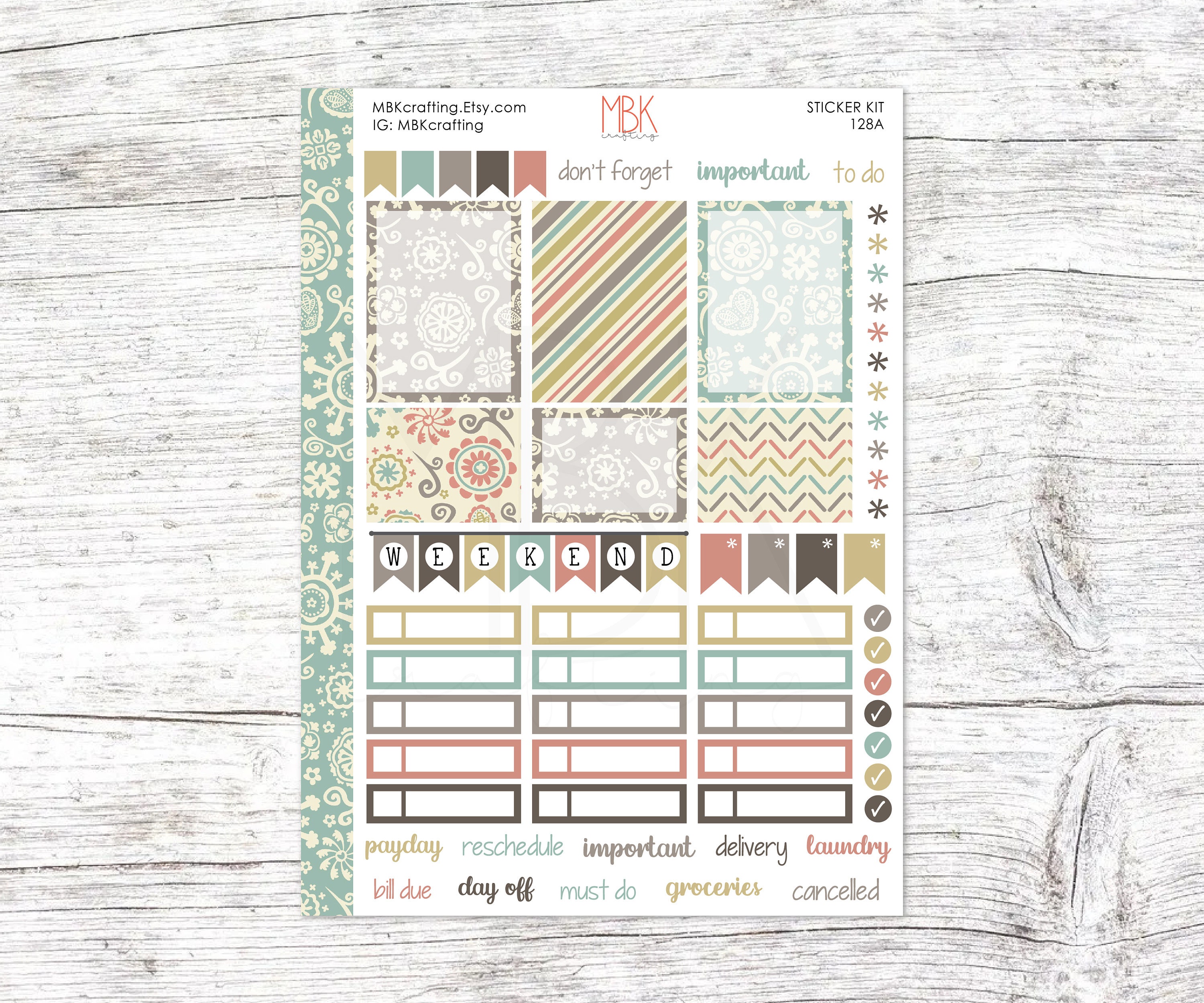 KIT128 Sticker Kit Weekly Sticker Kit Planner Stickers Etsy