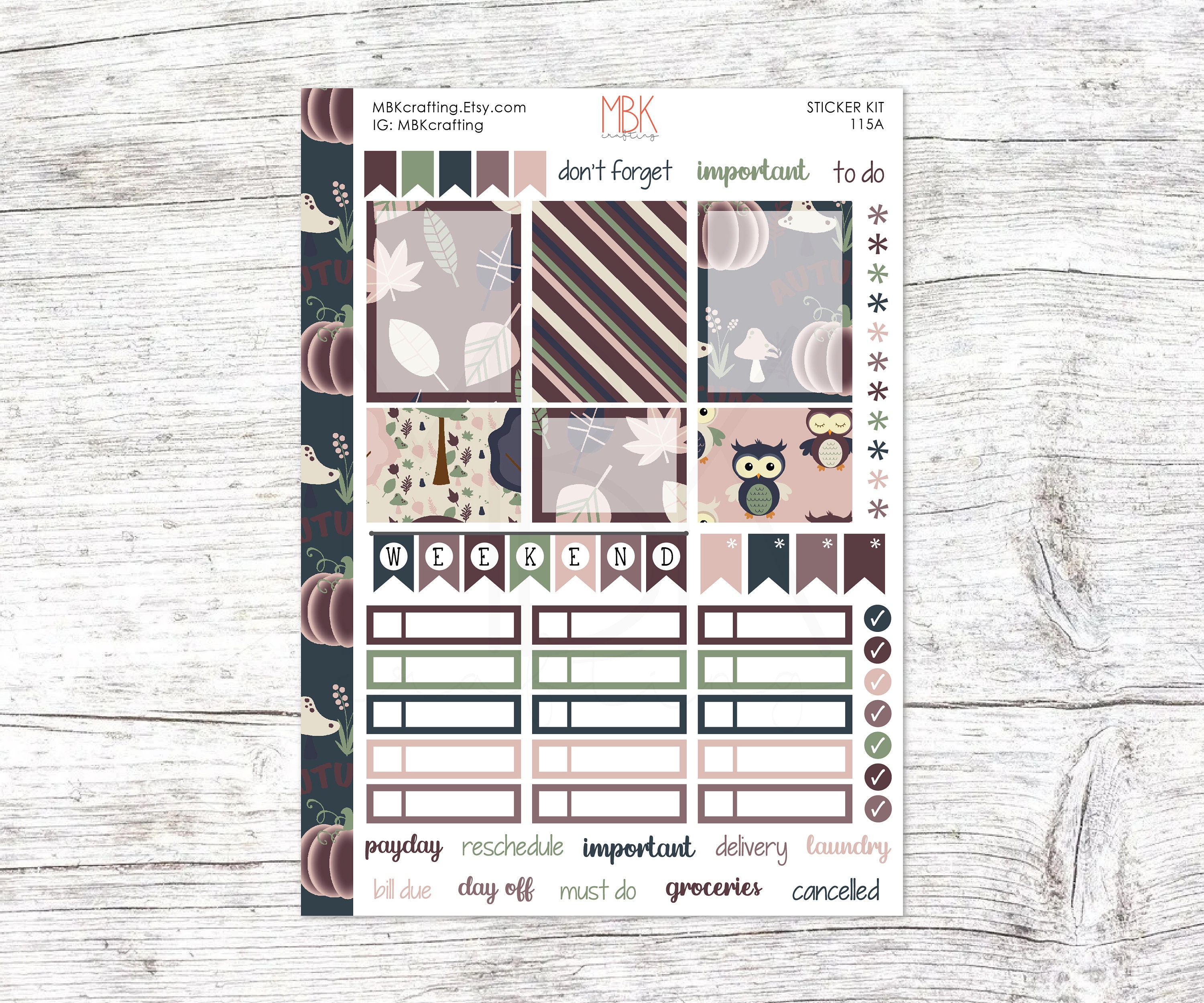 KIT115 Sticker Kit Weekly Sticker Kit Planner Stickers Etsy