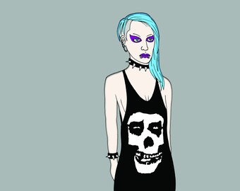 Goth Girl Art Print: Original Digital Illustration