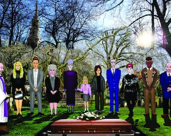 Quirky Family Funeral Art Print | Original Digital Illustration