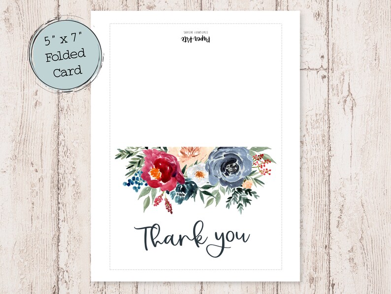 Digital Thank You Cards | Printable Thank You Cards | Floral Thank You ...