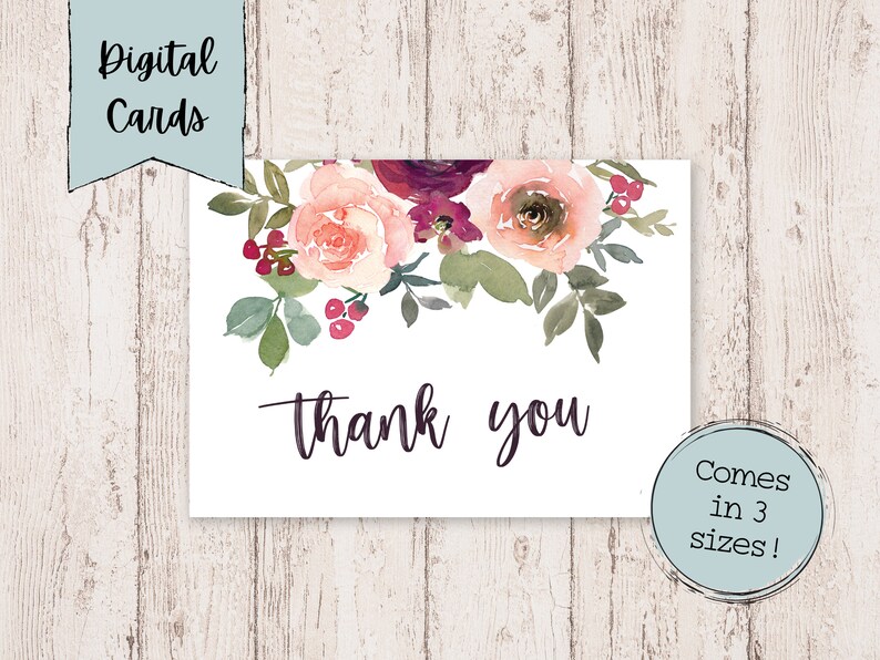 Digital Thank You Cards | Printable Thank You Cards | Thank You Cards ...