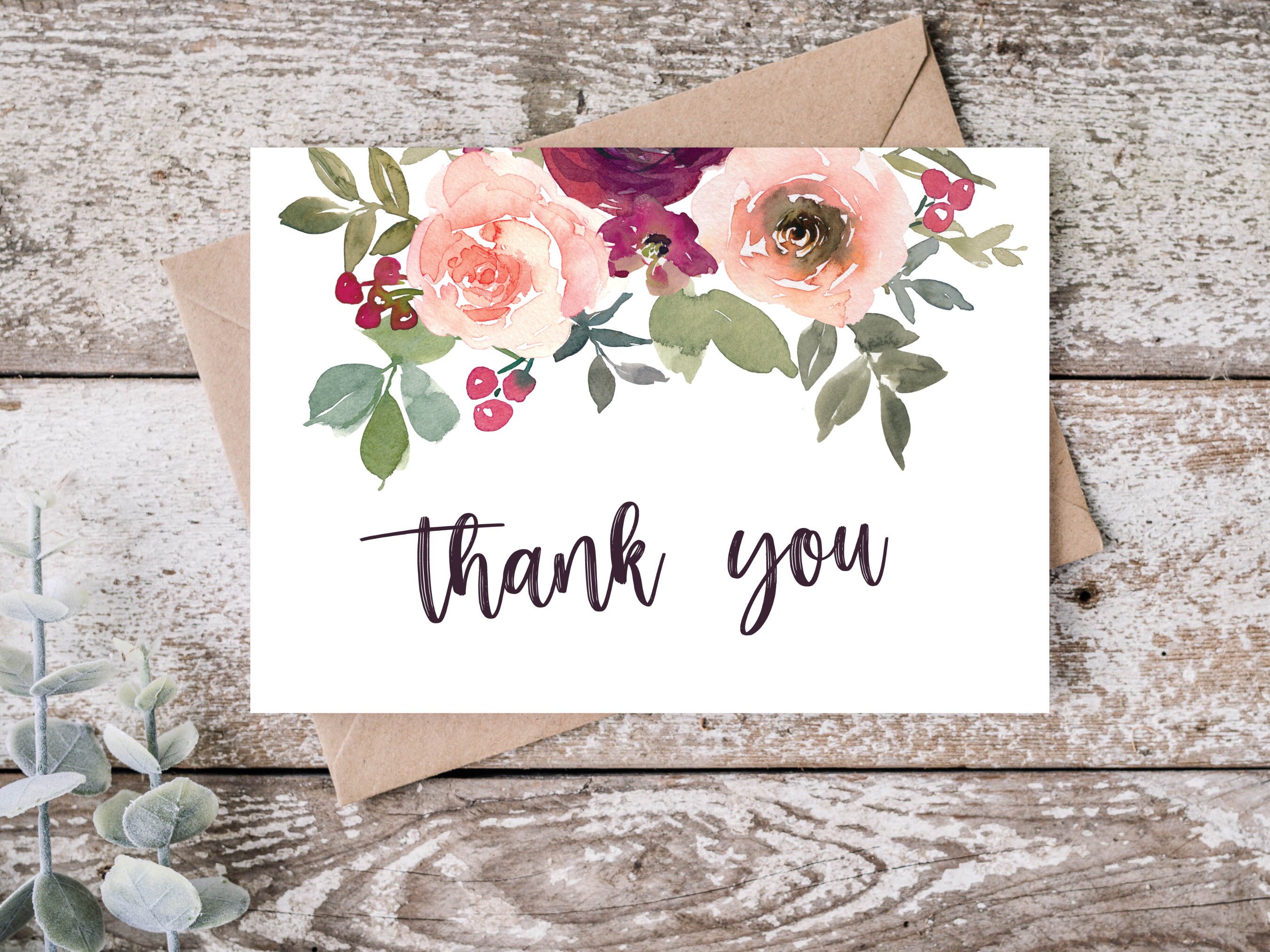 Digital Thank You Cards Printable Thank You Cards Thank Etsy